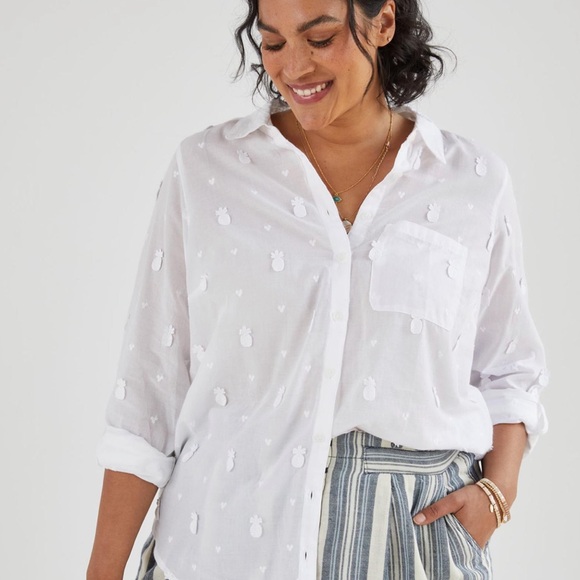 Anthropologie Maeve Classic Embroidered Buttondown - Picture 3 of 6